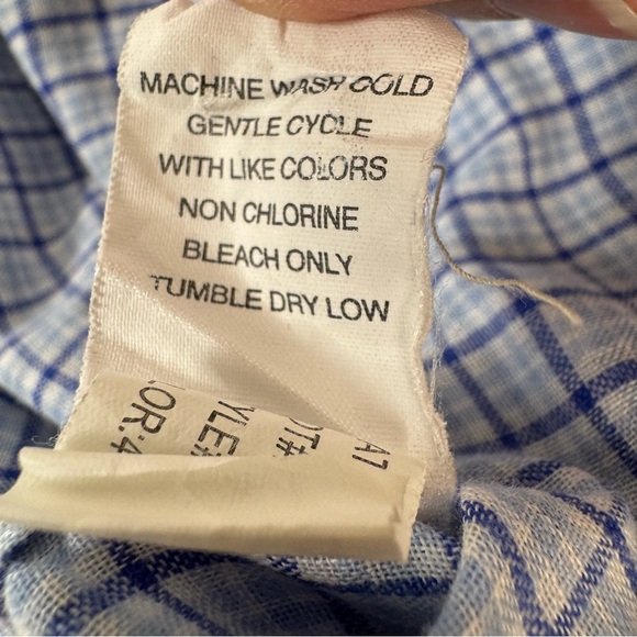 Jonnie - O Shirt Button Front Men Sz. Medium Blue Plaid Long Sleeve‎ 100% Cotton - Picture 10 of 12